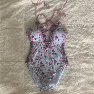 Floral one piece bathing suit